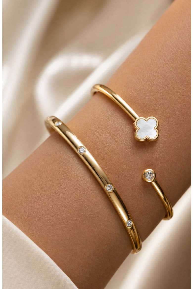 Set of 2 Clover Bracelets, Alternate, color, GOLD