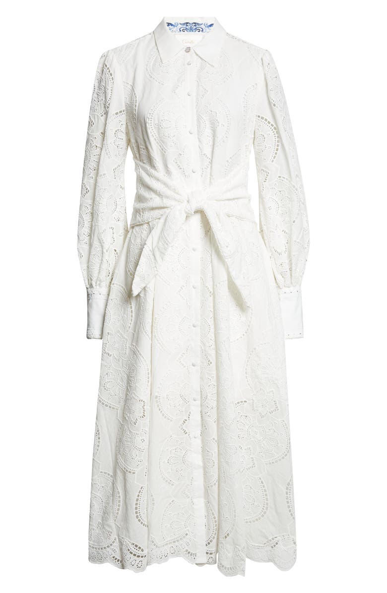 Camilla A Tiled Wonderland Eyelet Tie Waist Shirtdress, Main, color, A Tiled Wonderland