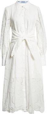 Camilla A Tiled Wonderland Eyelet Tie Waist Shirtdress