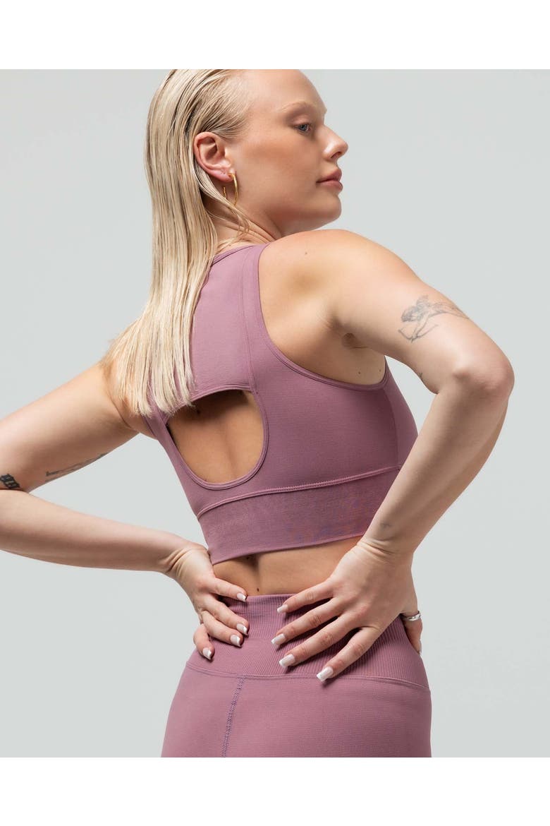 The Jersey Keyhole Sports Bra W/Fused Waist Band, Alternate, color, MAUVE