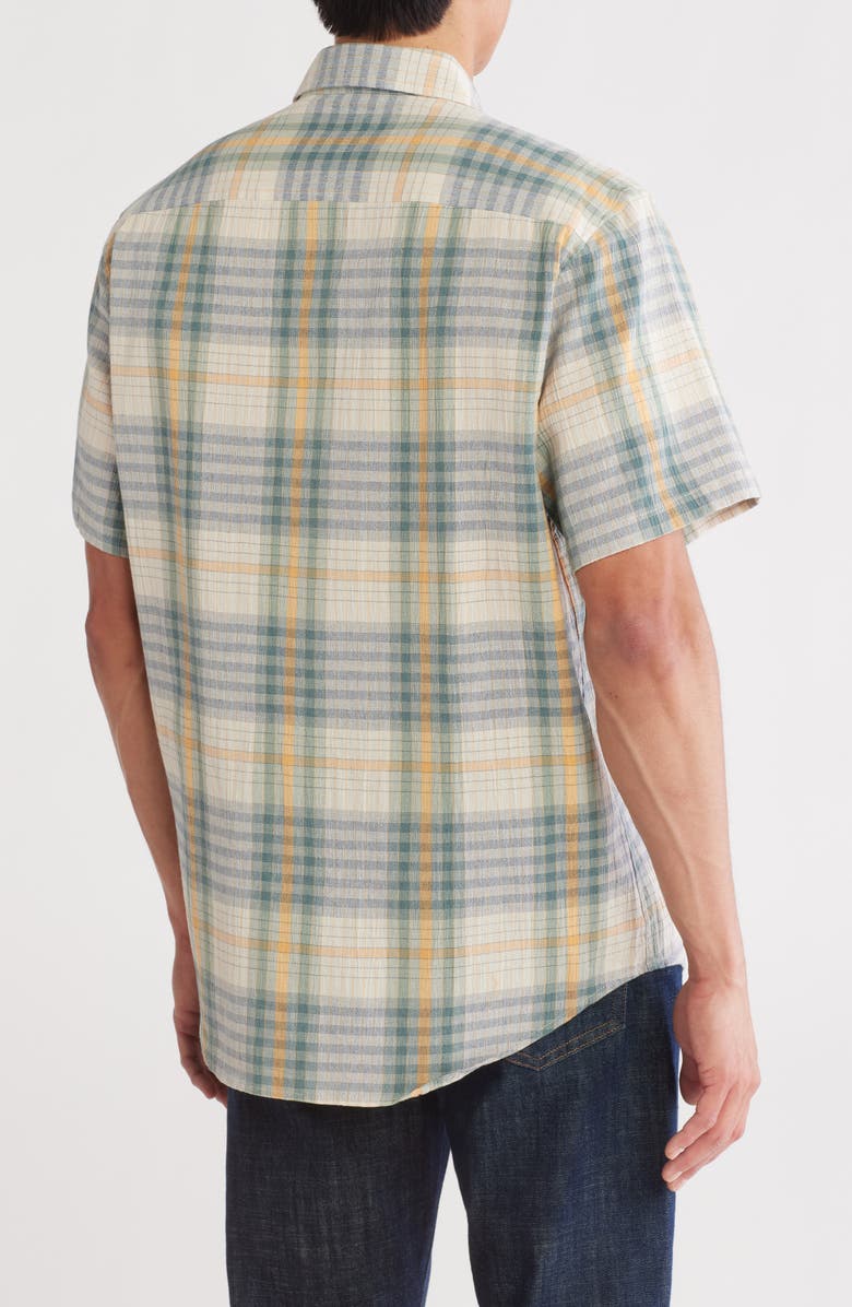 Lucky Brand Crinkle Mason Short Sleeve Button-Up Shirt, Alternate, color, Natural Multi Plaid