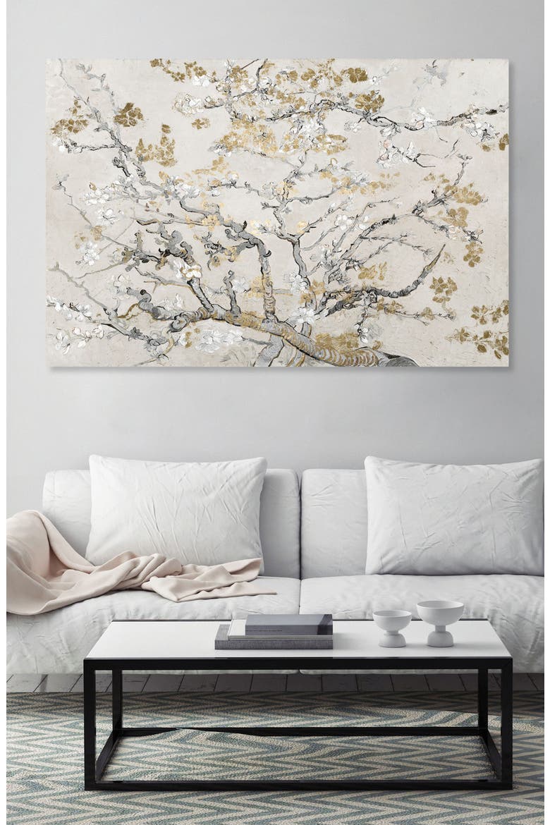 Gold Blossoms Canvas Wall Art, Alternate, color, BEIGE