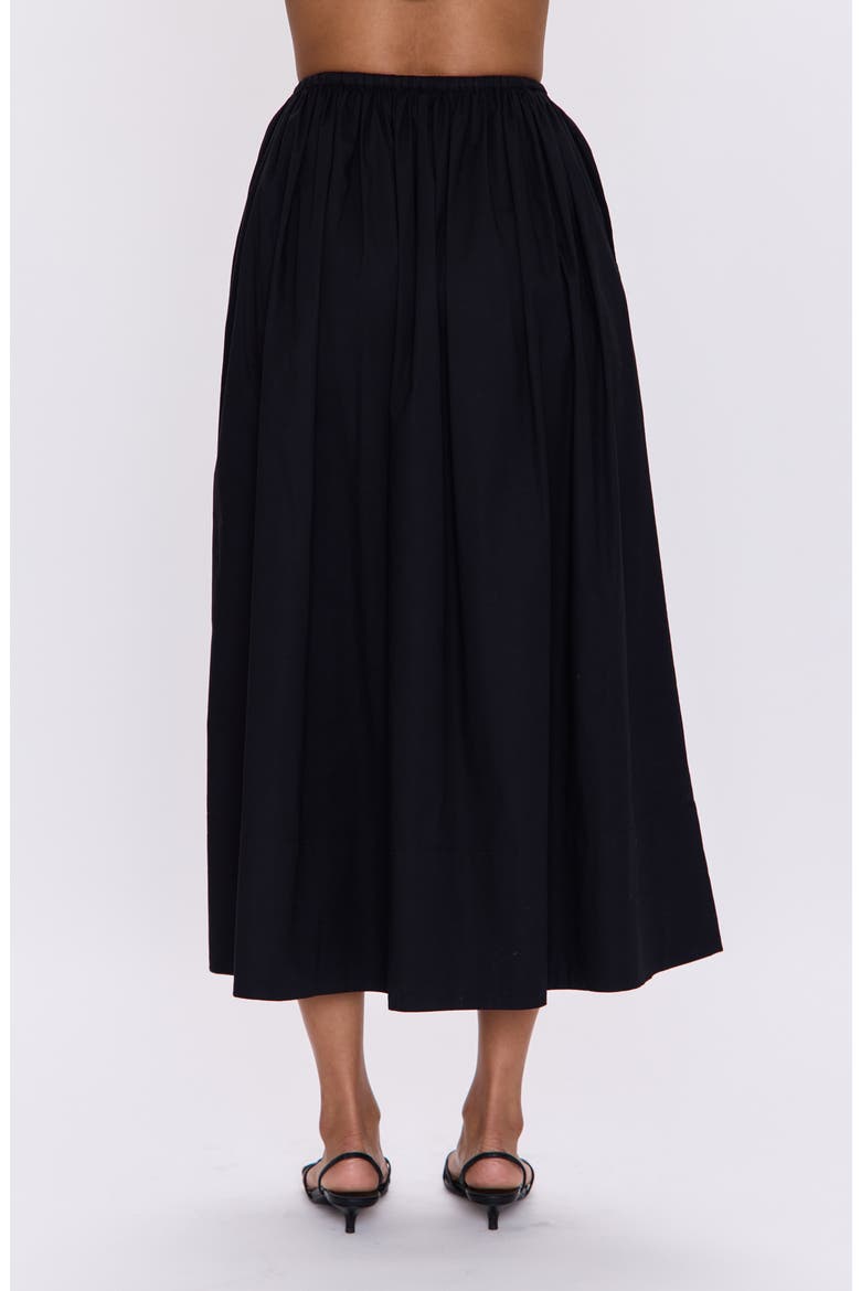 Noelle Stretch Cotton A-Line Midi Skit, Alternate, color, NOIR