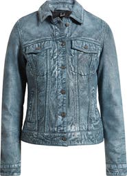 MAURITIUS Jessie Denim Look Leather Trucker Jacket