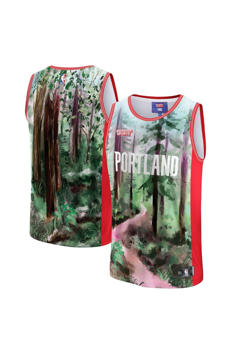 NBA X KIDSUPER Unisex NBA & KidSuper Studios by Fanatics Green Portland Trail Blazers Hometown Jersey, Main, color, Green