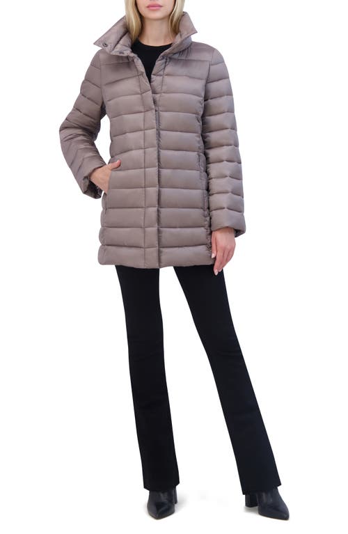 Tahari Melody Quilted Puffer Coat In Gray