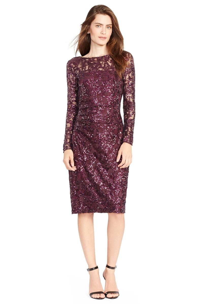Lauren Ralph Lauren Sequin Lace Sheath Dress, Main, color, 