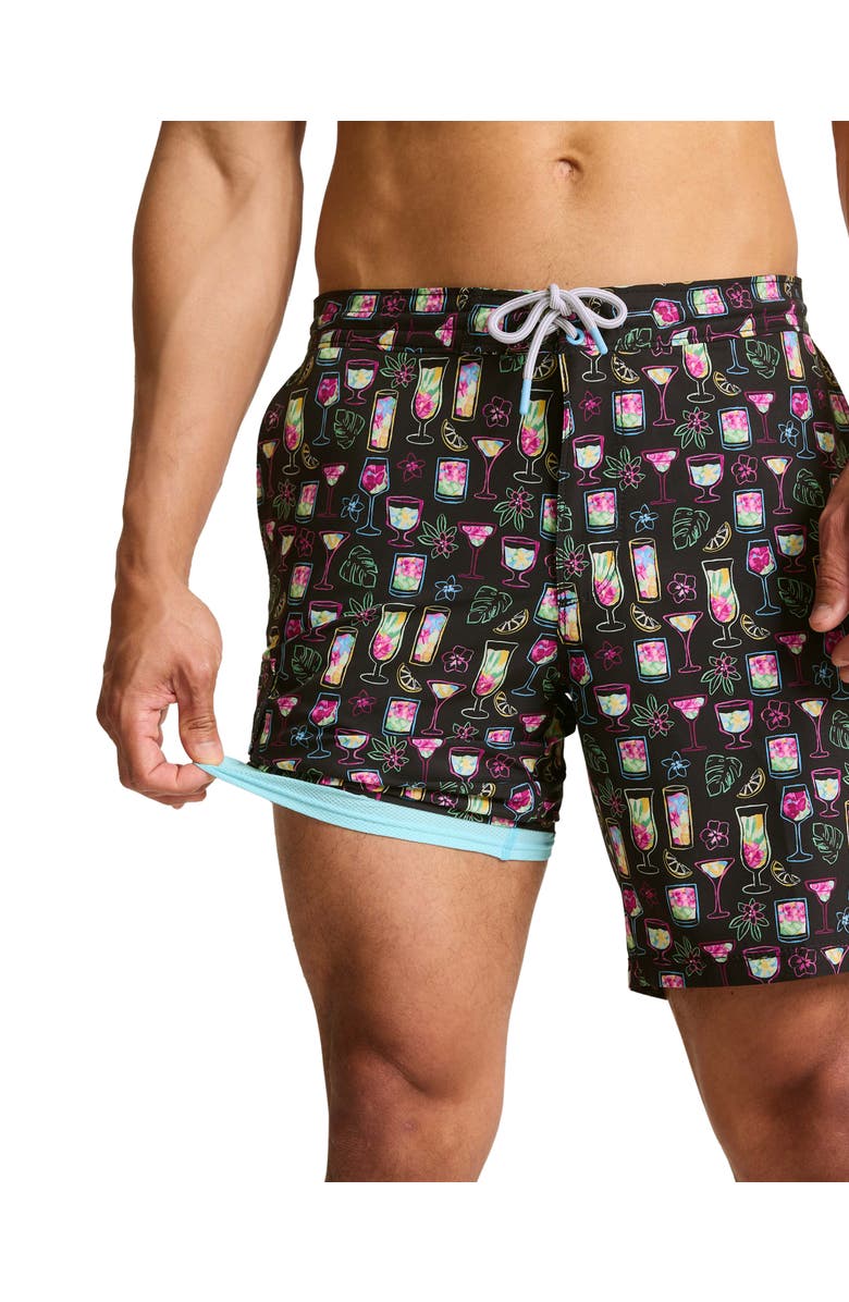 Tommy Bahama Baja Colada Sunrise Swim Trunks, Alternate, color, Jet Black