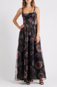 Lulus Maelyn Lace-Up Corset Maxi Cocktail Dress