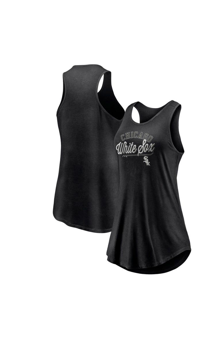 FANATICS Women's Fanatics Branded Black Chicago White Sox Simplicity Swing Racerback Scoop Neck Tank Top, Main, color, Black