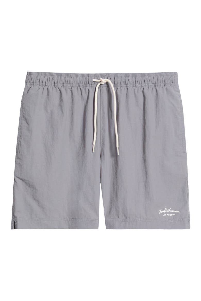 Collegiate Solid Swim Trunks, Main, color, SILVER