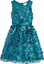 BLUSH by Us Angels Kids' Embroidered Floral Mesh Dress