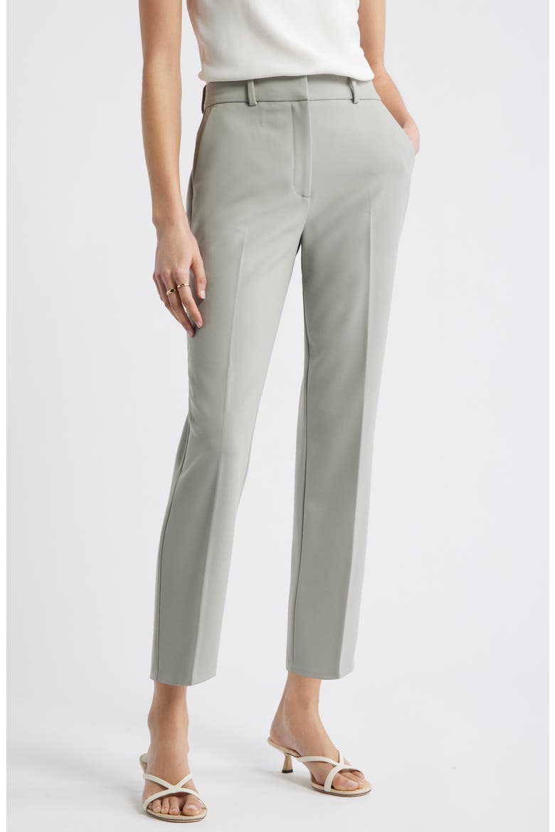 The Lena Slim Cropped Trousers, Main, color, GREEN CHAPARRAL