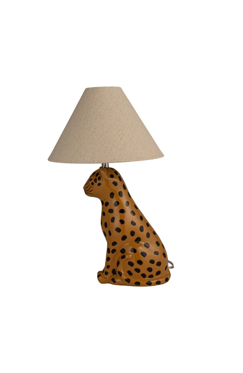 Storied Home Cheetah Table Lamp with Shade and Inline Switch, Alternate, color, Yellow