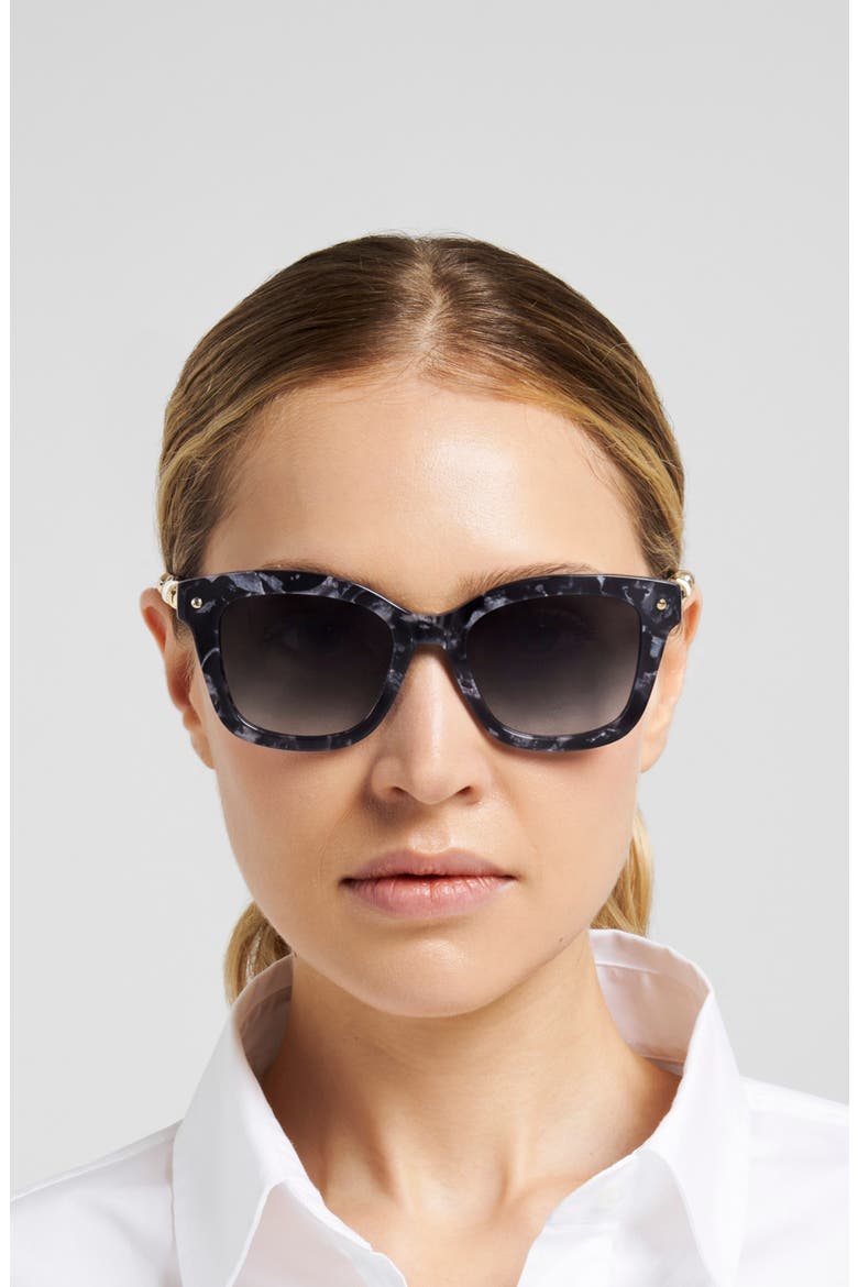 HER 0407/G/S 51mm Gradient Rectangular Sunglasses, Alternate, color, BLACK MARBLE/ DARK GREY SF