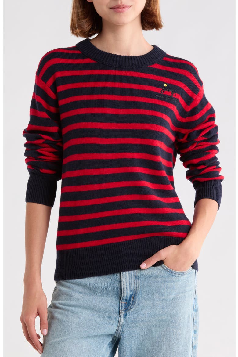Joy Striped Crewneck Sweater, Main, color, NAVY/RED
