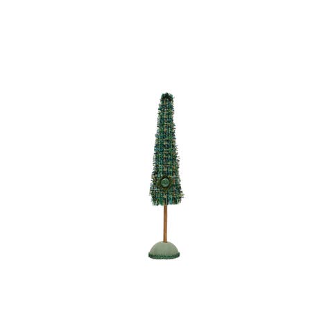 Tweed Tree with Wood Base, Green Plaid