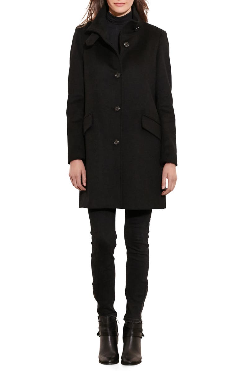 Lauren Ralph Lauren Balmacaan Wool Blend Coat, Alternate, color, 