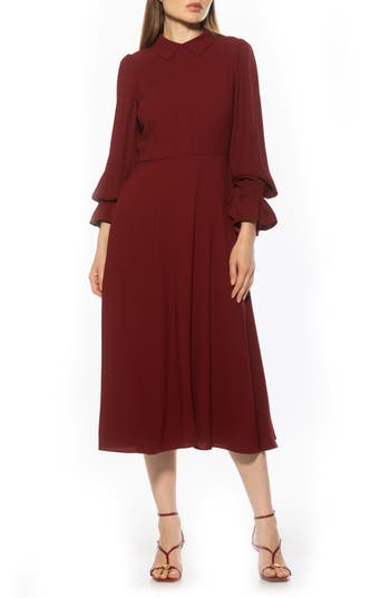 Alexia Admor Lana Fit & Flare Midi Dress In Burgundy