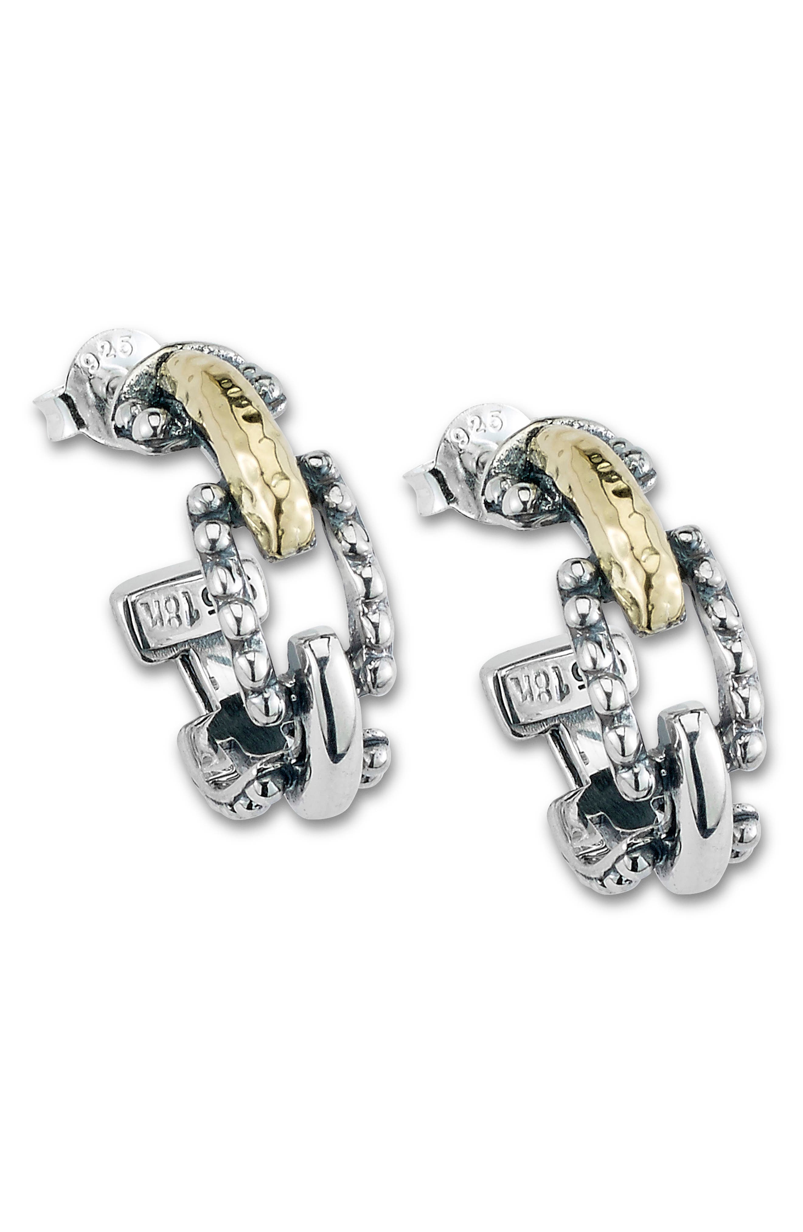 18k Gold & Sterling Silver Paperclip Hoop Earrings