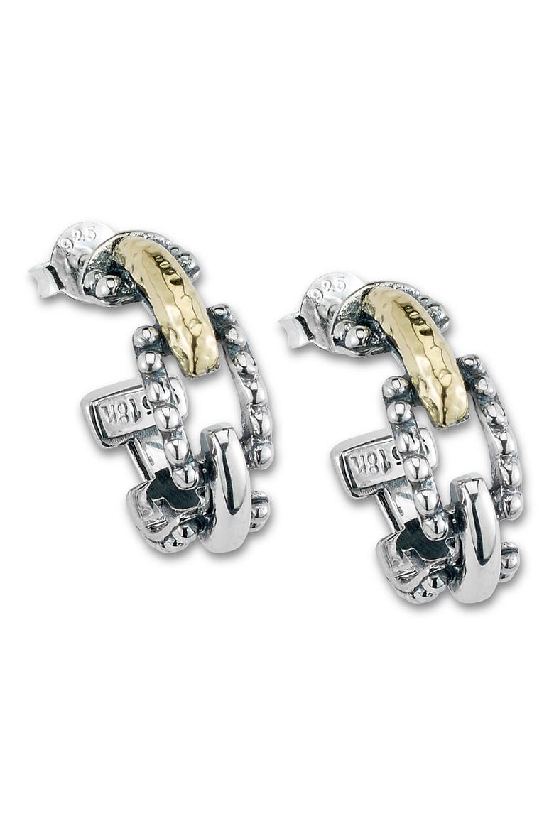 18k Gold & Sterling Silver Paperclip Hoop Earrings, Main, color, SILVER AND GOLD