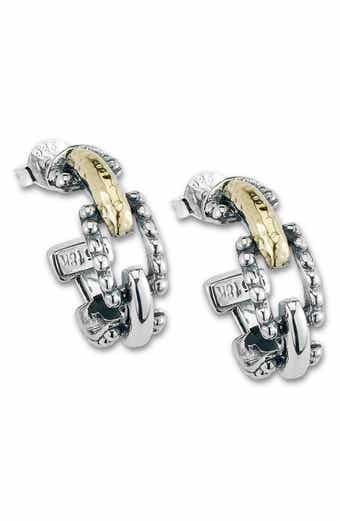 18k Gold & Sterling Silver Paperclip Hoop Earrings