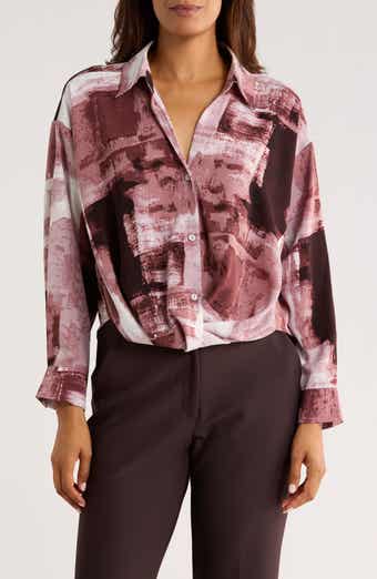 PATRIZIA LUCA Abstract Print Gathered Button-Up Shirt