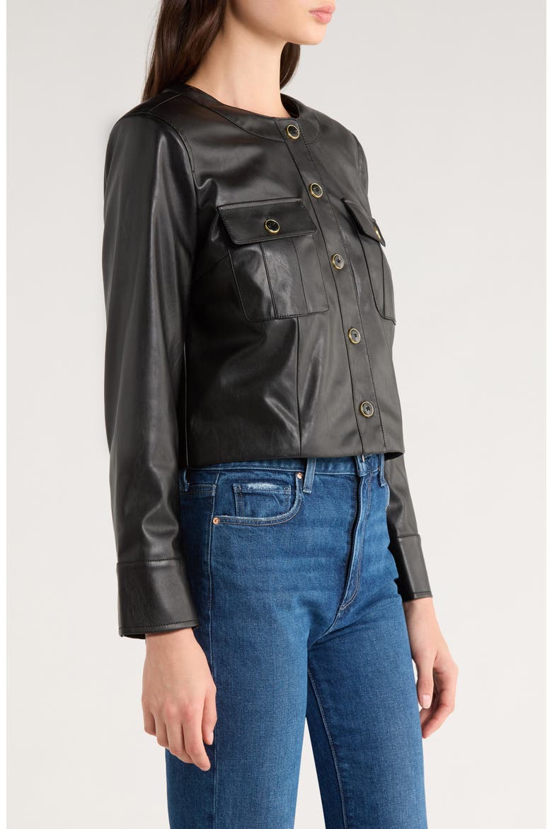 Verity Faux Leather Jacket, Alternate, color, BLACK
