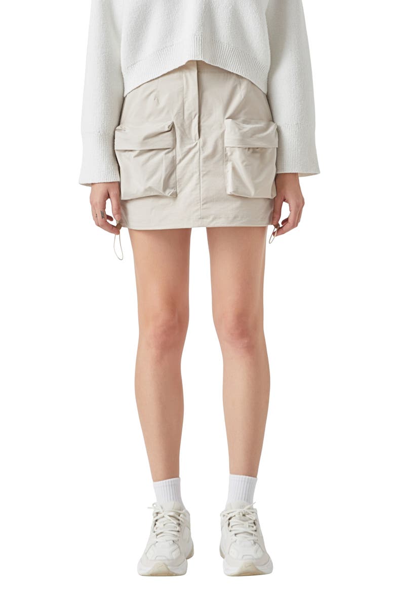 Cargo Miniskirt, Main, color, BEIGE