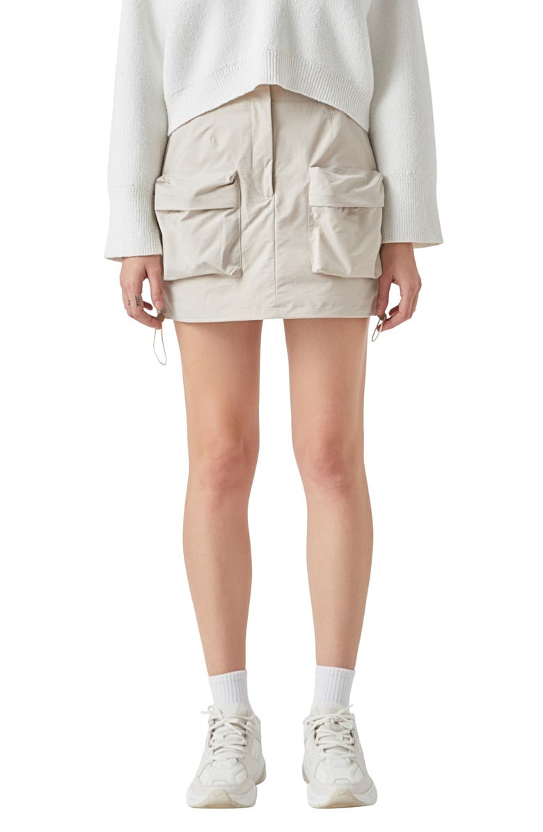 Grey Lab Cargo Miniskirt, Main, color, Beige
