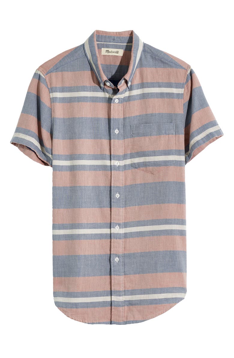Madewell Ransell Stripe Double Weave Perfect Short Sleeve Shirt, Alternate, color,