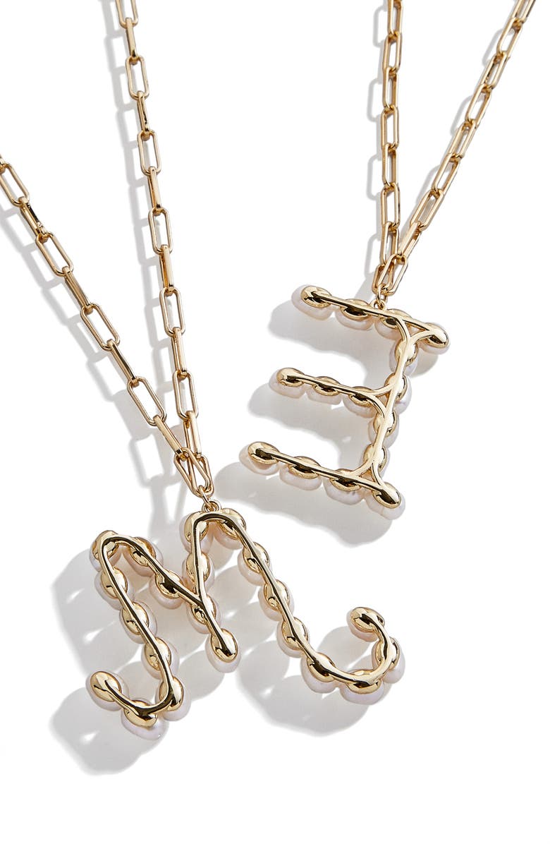 BaubleBar Blair Hera Genuine Pearl Initial Pendant Necklace, Alternate, color,