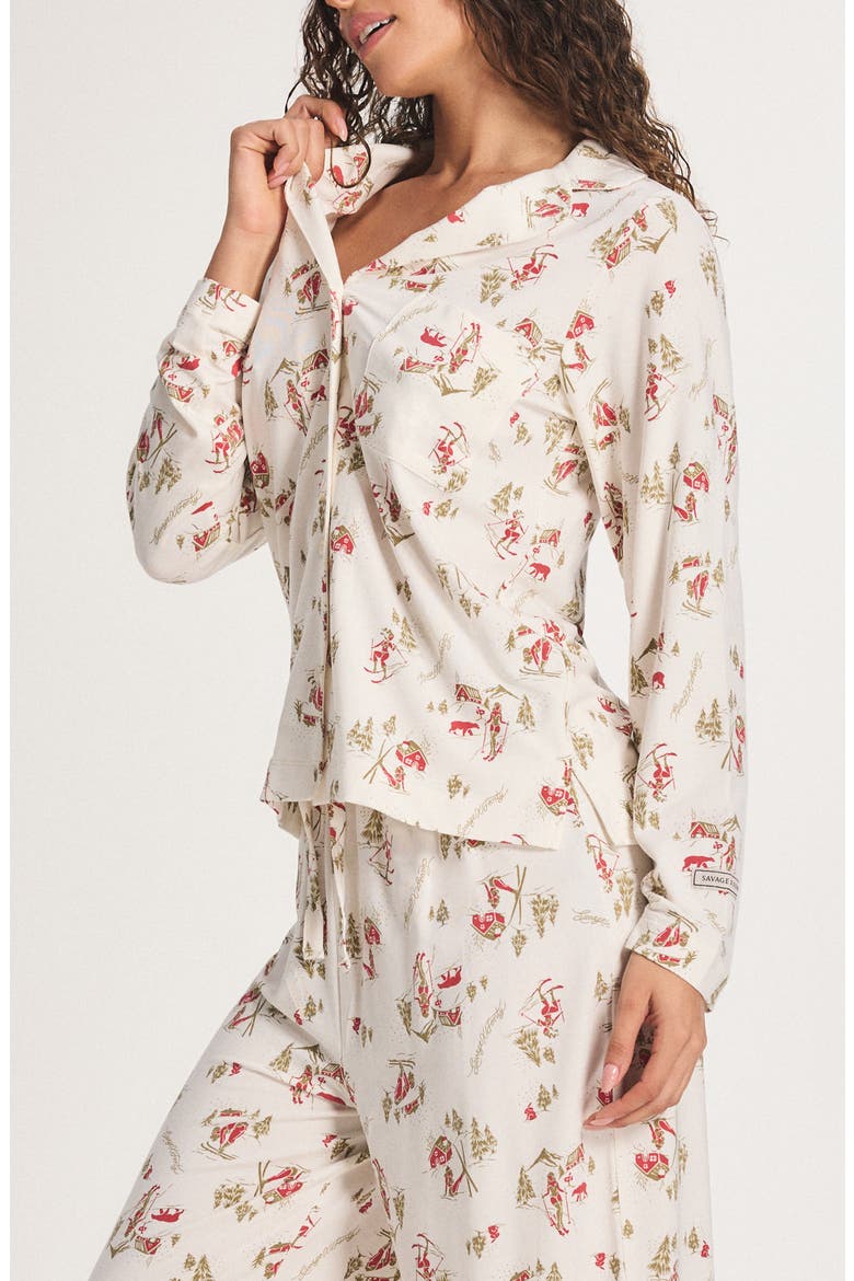 Softcore Modal Blend Pajama Button-Up Shirt, Alternate, color, PETAL WHITE SULTRY SLOPES