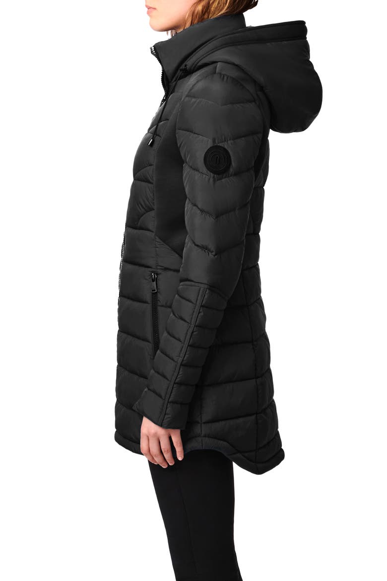 Packable EcoPlume™ Hooded Walker Coat, Alternate, color, BLACK