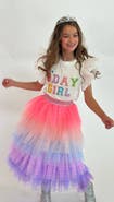 Lola + The Boys Birthday Girl Gem Ruffle Shirt with Age on Back