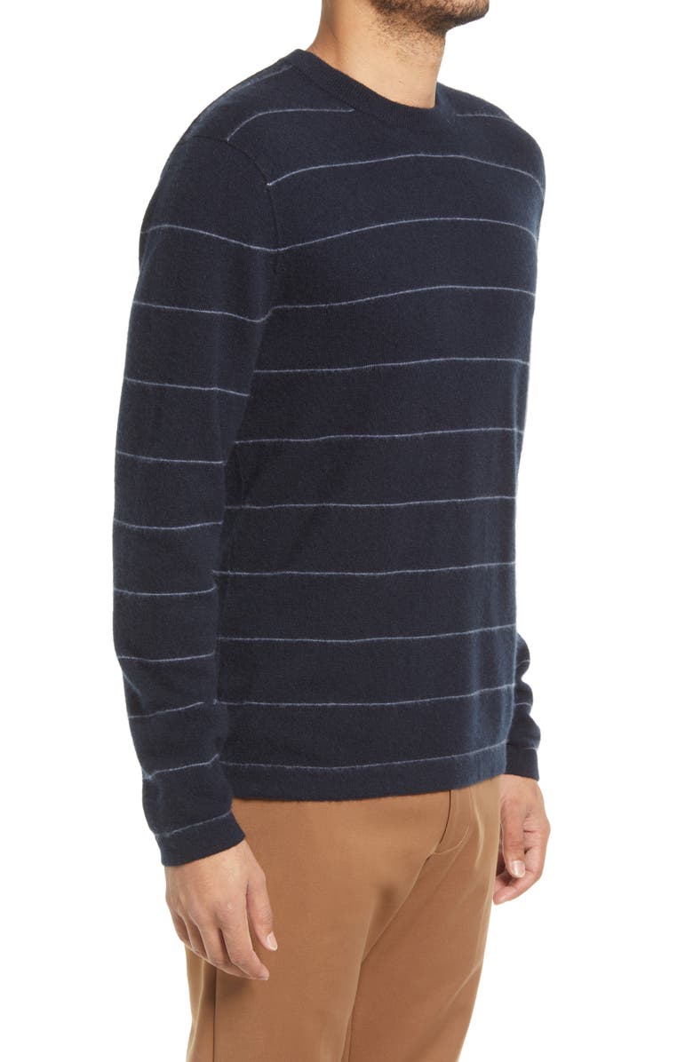 Vince Boiled Cashmere Stripe Crewneck Sweater, Alternate, color, 