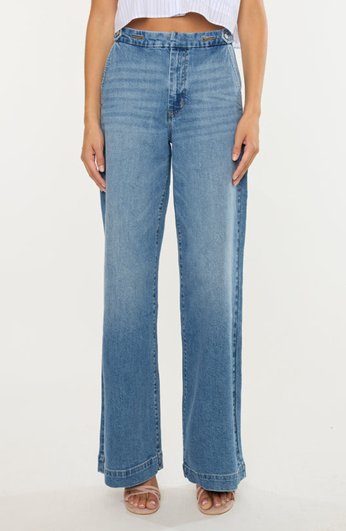 KanCan Marnie Ultra High Rise Wide Leg Trousers in Dark Medium at Nordstrom, Size 28