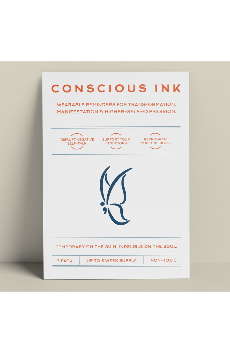 Conscious Ink Semicolon Butterfly Manifest Beanie, Alternate, color, Black
