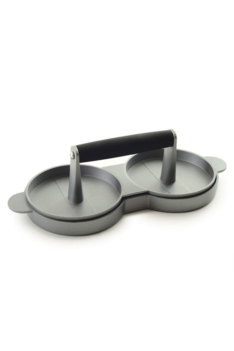 Nonstick Cast Aluminum Double Hamburger Press, Main, color, Silver