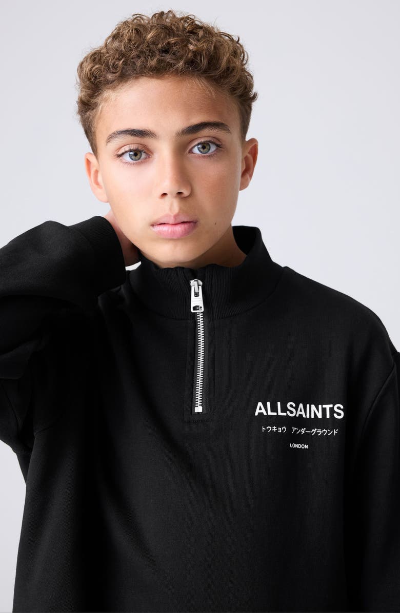 smALLSAINTS by ALLSAINTS Kids' Underground Oversize Half Zip Sweatshirt, Alternate, color, Black