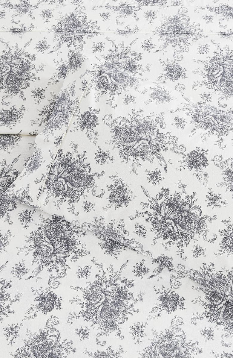 MELANGE HOME Petit Toile Flannel Sheet Set, Alternate, color, Grey