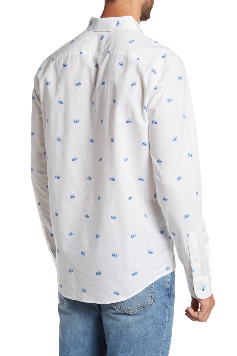 Camera Print Woven Shirt, Alternate, color, BRIGHT WHITE