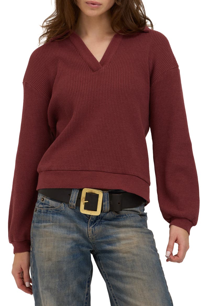 Pacific Collared Pullover, Main, color, DARK CHERRY