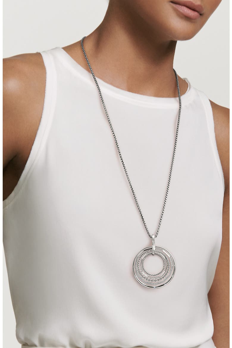 Stax Large Pendant Necklace with Diamonds, Alternate, color, SILVER