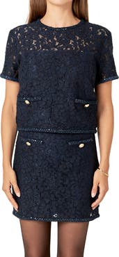 English Factory Lace & Sequin Top