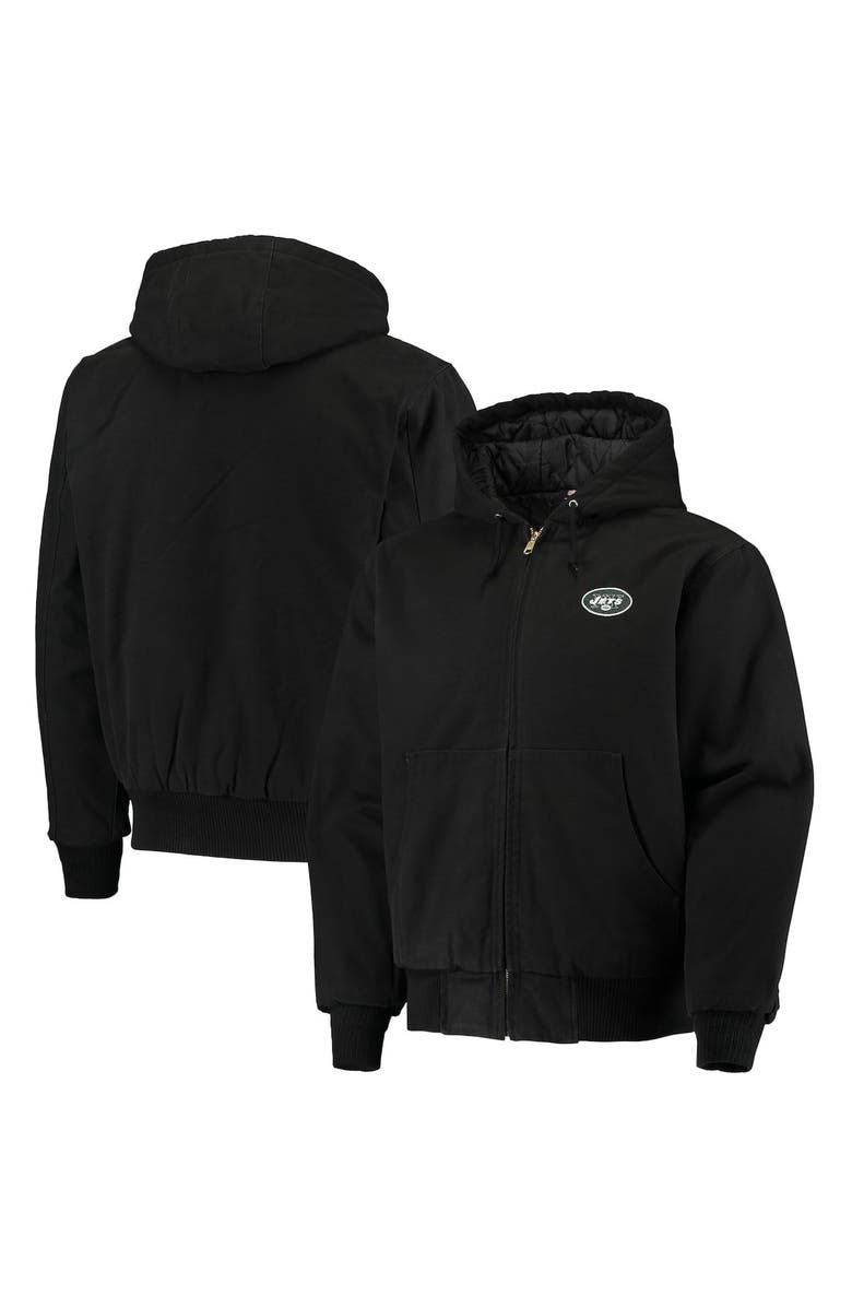 DUNBROOKE Men's Dunbrooke Black New York Jets Dakota Cotton Canvas Hooded Jacket, Main, color, 