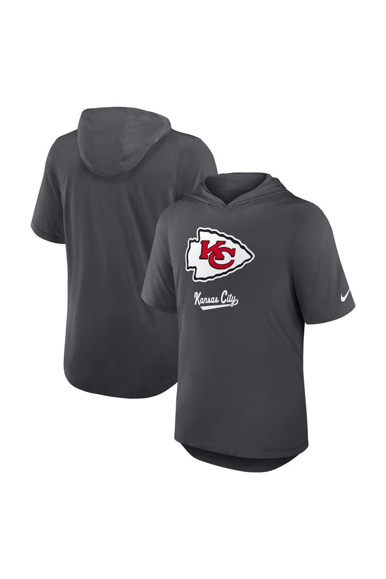 Men's Nike Anthracite Kansas City Chiefs Tri-Blend Performance Hoodie T-Shirt, Main, color, Anthracite