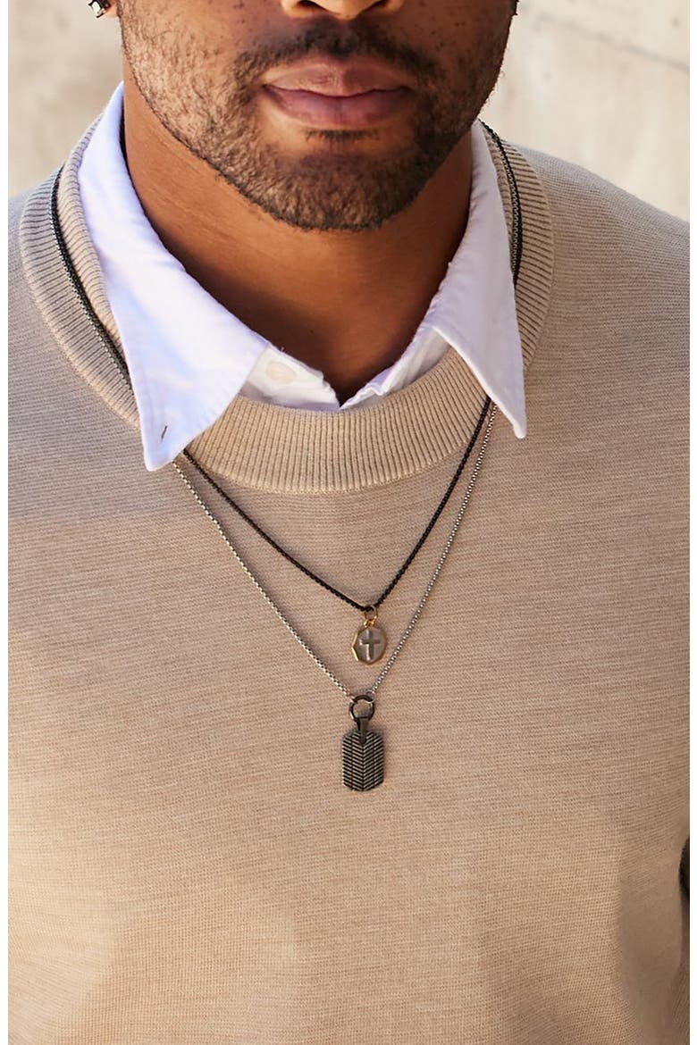 Men's Chevron Dog Tag Pendant Necklace, Alternate, color, SILVER