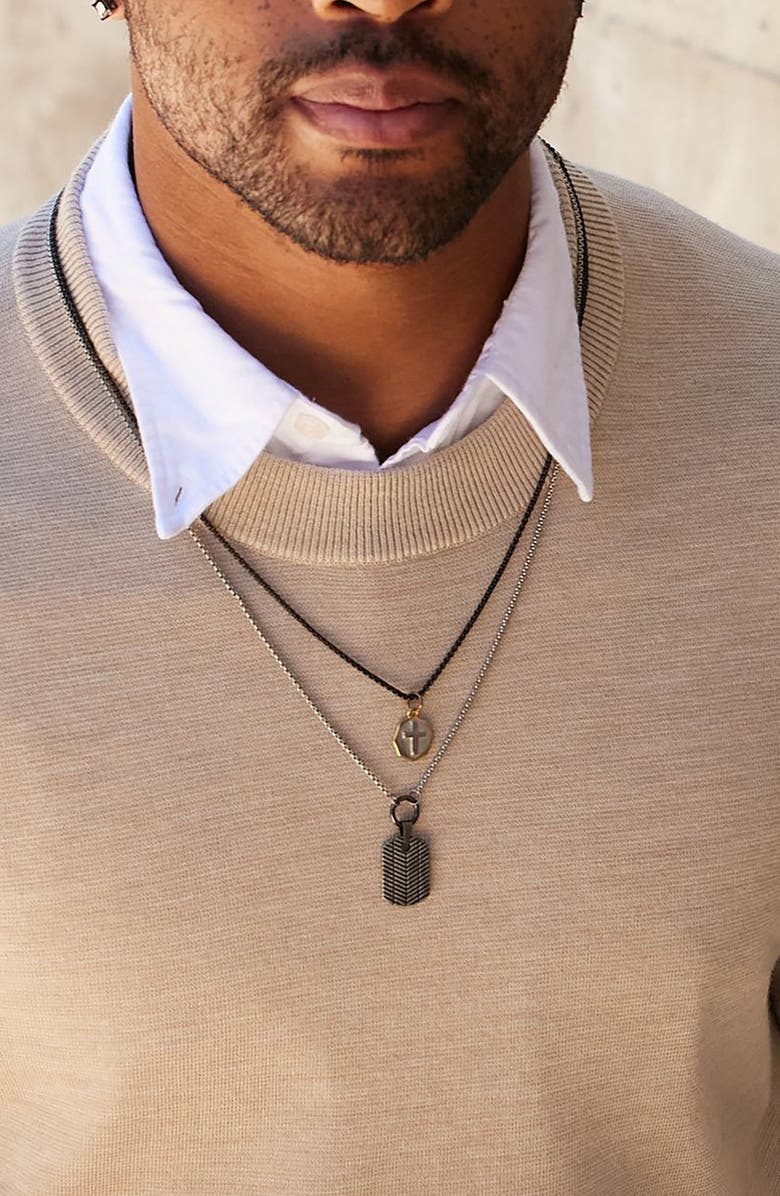 Brook and York Men's Chevron Dog Tag Pendant Necklace, Alternate, color, Silver