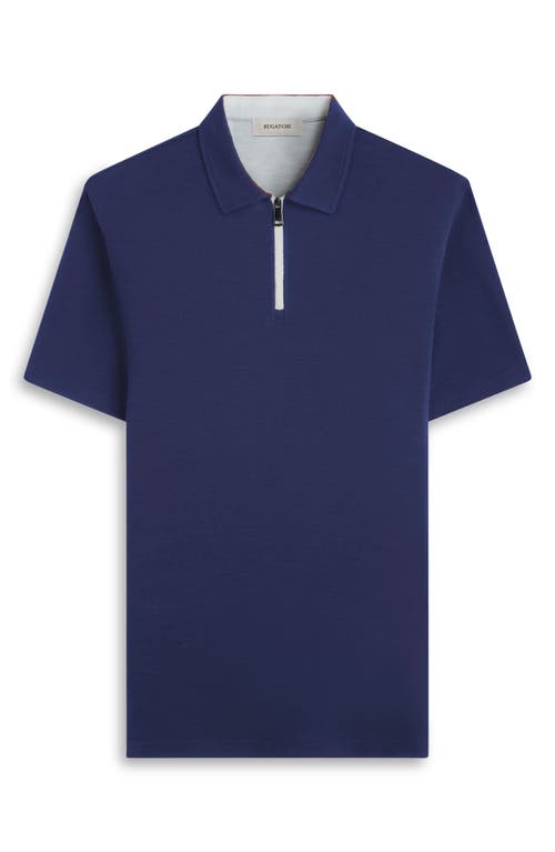 Bugatchi Quarter Zip Polo In Navy